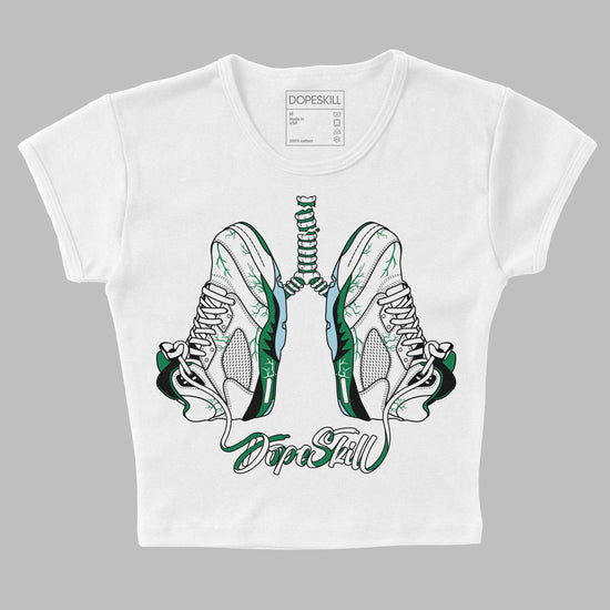 Jordan 5 “Lucky Green” DopeSkill Women's Crop Top Breathe Graphic Streetwear - White