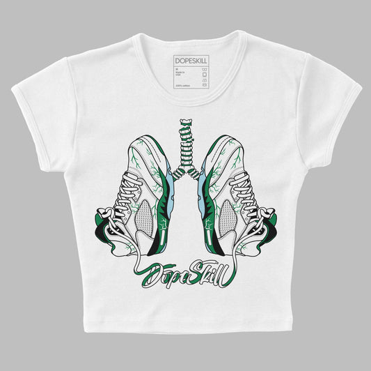 Jordan 5 “Lucky Green” DopeSkill Women's Crop Top Breathe Graphic Streetwear - White