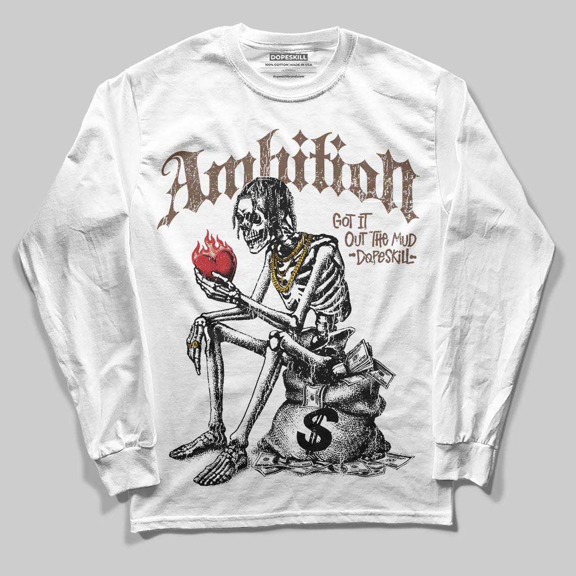 A Ma Maniére x Air Jordan 4 “Dark Mocha” DopeSkill Long Sleeve T-Shirt Ambition Graphic Streetwear - White 