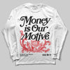 Rick Owens Leather Low Sneaker Black And Milk DopeSkill Long Sleeve T-Shirt Money Is Our Motive Typo Graphic Streetwear - White