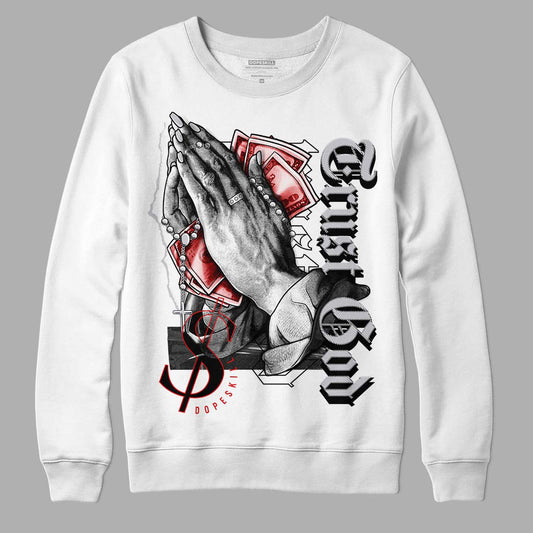 Jordan 2 Retro "Black Cement" DopeSkill Sweatshirt Trust God Graphic Streetwear - White