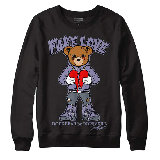 Jordan 5 Retro Low Indigo Haze DopeSkill Sweatshirt Fake Love Graphic Streetwear - Black