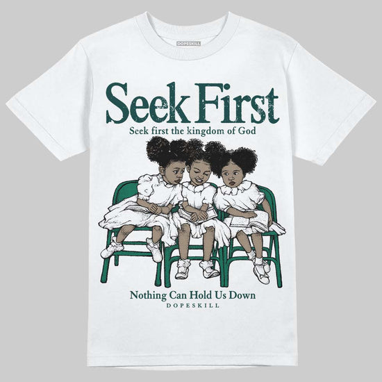 Jordan 4 Retro Oxidized Green DopeSkill T-Shirt New Seek First Graphic Streetwear - White 