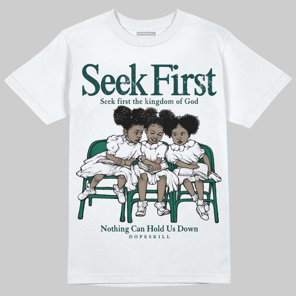 Jordan 4 Retro Oxidized Green DopeSkill T-Shirt New Seek First Graphic Streetwear - White 