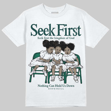 Jordan 4 Retro Oxidized Green DopeSkill T-Shirt New Seek First Graphic Streetwear - White 