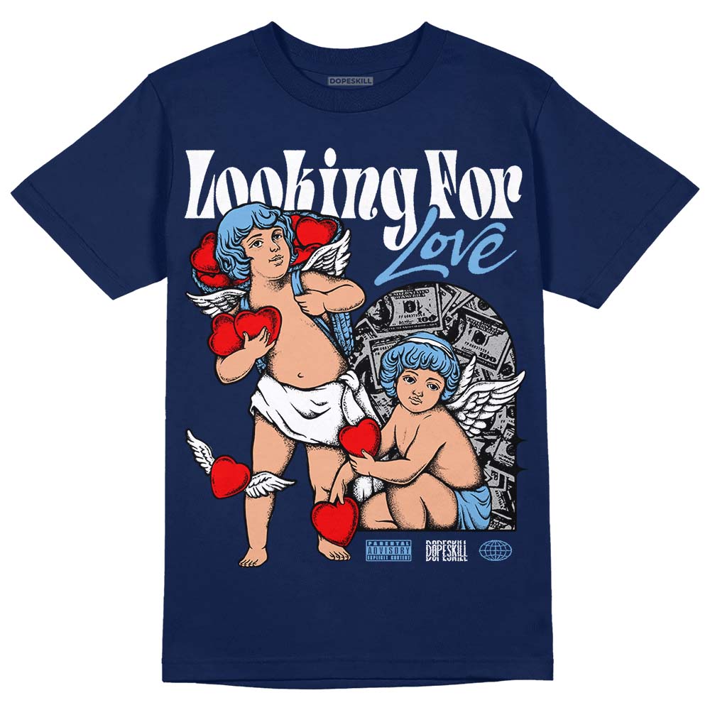 Jordan 1 High OG “First in Flight” DopeSkill Navy T-shirt Looking For Love Graphic Streetwear