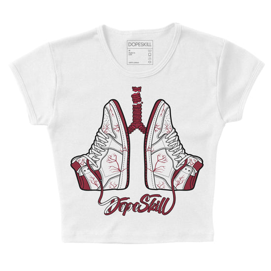 Jordan 1 Retro High '85 OG Metallic Burgundy DopeSkill Women's Crop Top Breathe Graphic Streetwear - White 