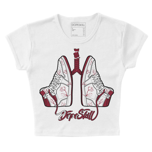 Jordan 1 Retro High '85 OG Metallic Burgundy DopeSkill Women's Crop Top Breathe Graphic Streetwear - White 