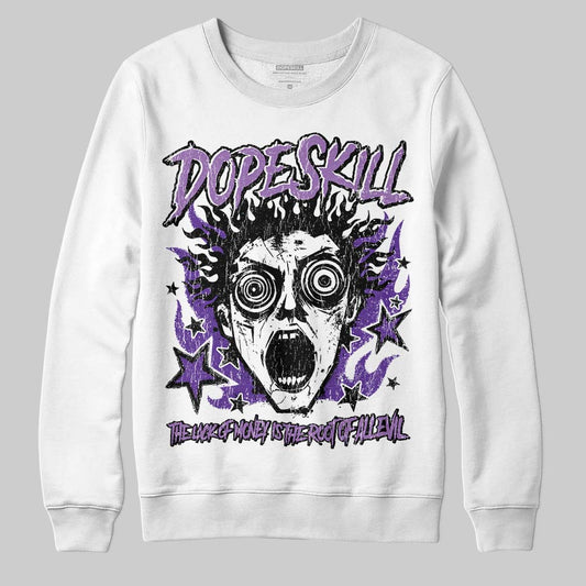 PURPLE Sneakers DopeSkill Sweatshirt Root of Evil Graphic Streetwear - White 