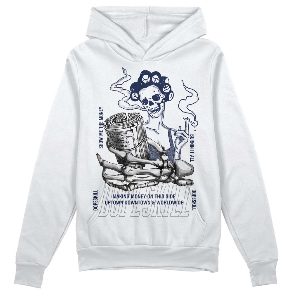 Jordan Spiz’ike Low “White/Obsidian” DopeSkill Hoodie Sweatshirt Show Me The Money Graphic Streetwear - WHite