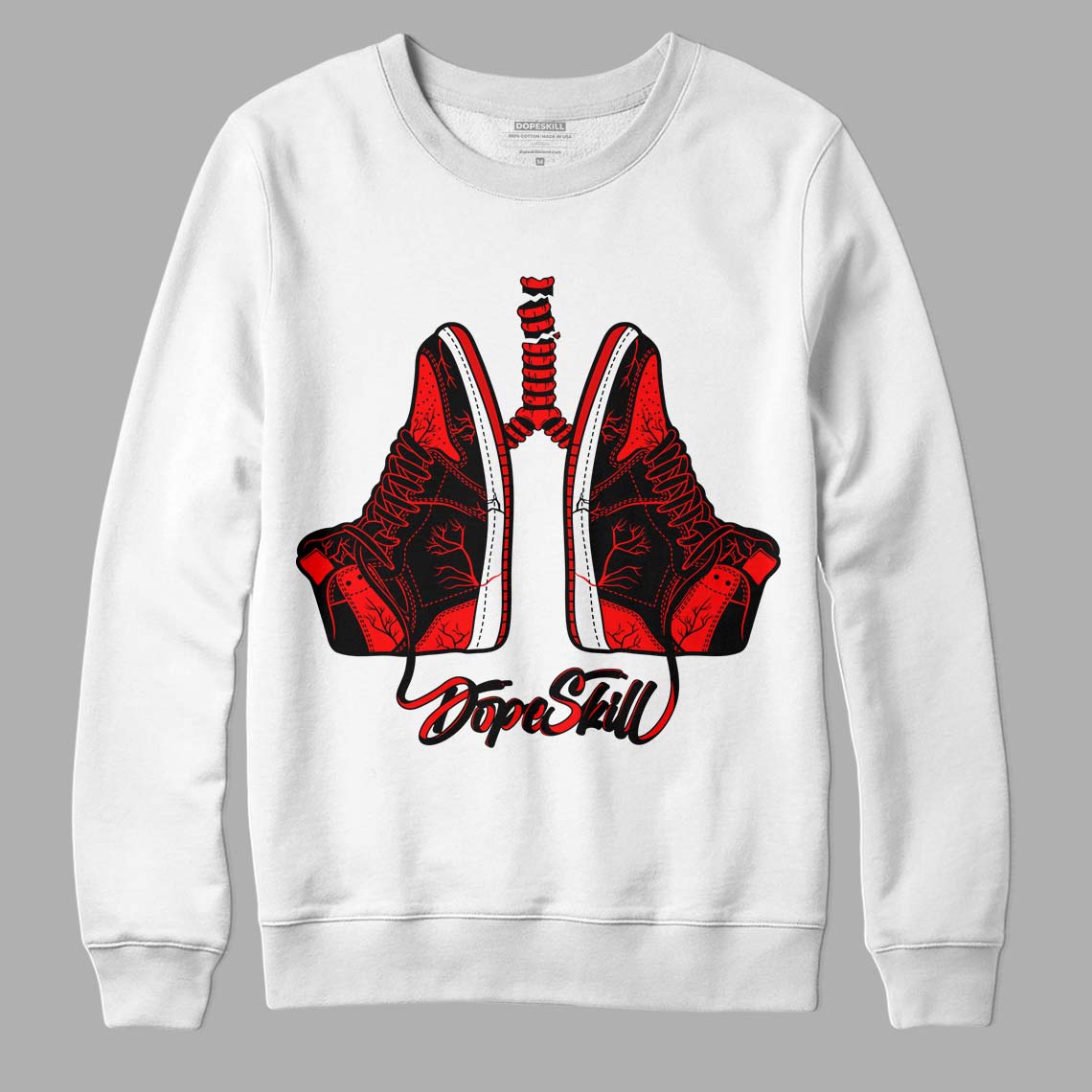 Jordan 1 Retro High OG "Satin Bred" DopeSkill Sweatshirt Breathe Graphic Streetwear - White