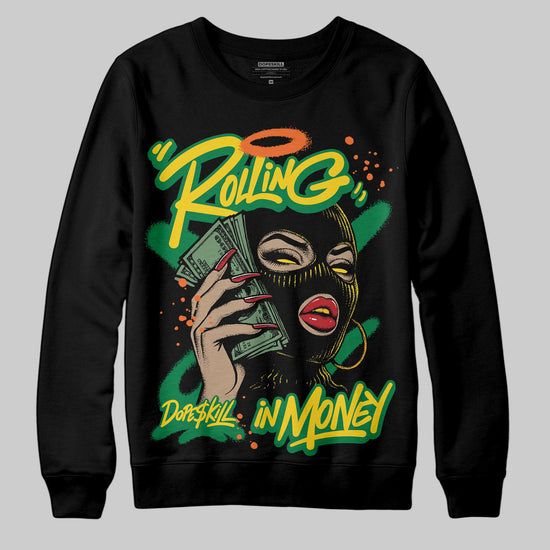 Green Sneakers DopeSkill Sweatshirt Rolling in Money Graphic Streetwear - Black