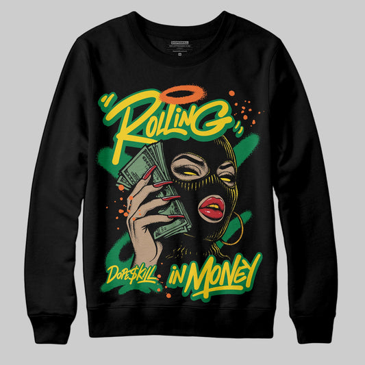 Green Sneakers DopeSkill Sweatshirt Rolling in Money Graphic Streetwear - Black