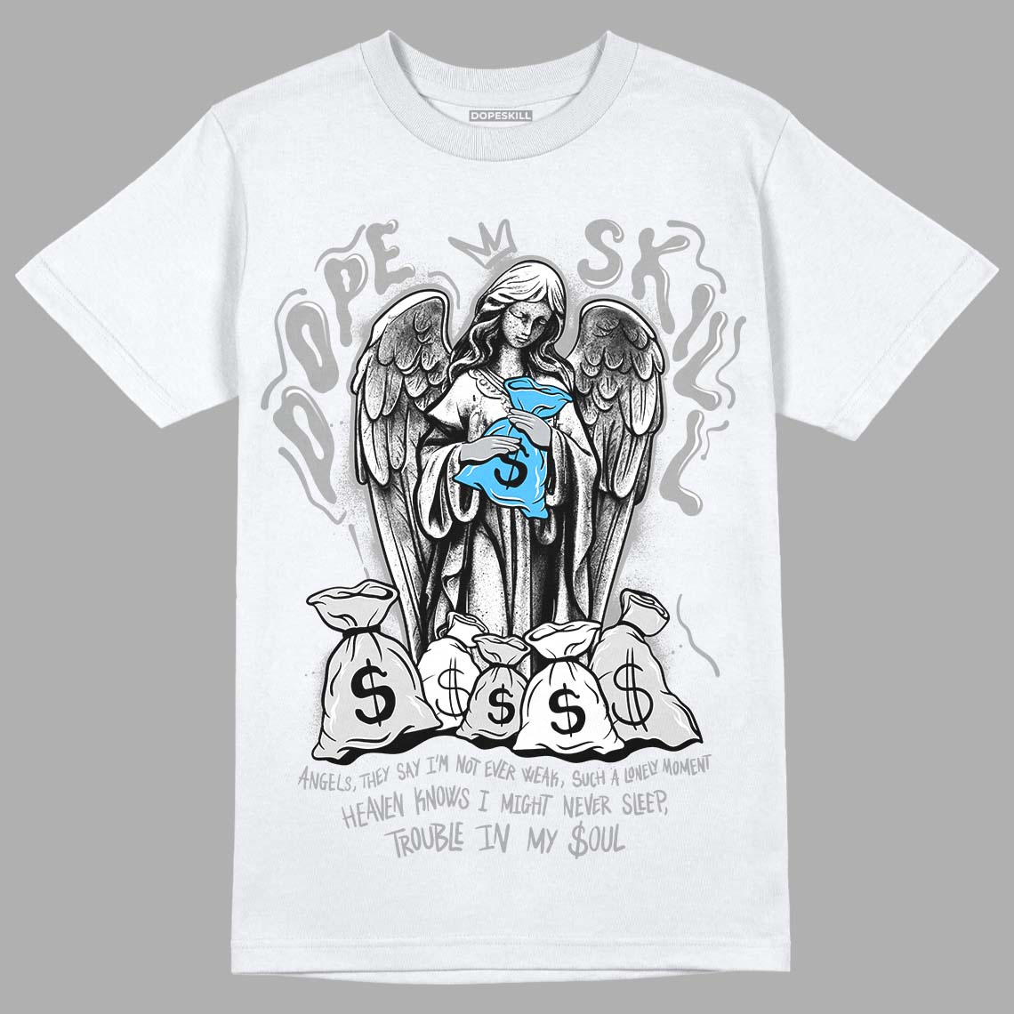 Dunk Low ‘Pure Platinum’ DopeSkill T-Shirt Angels Graphic Streetwear - White