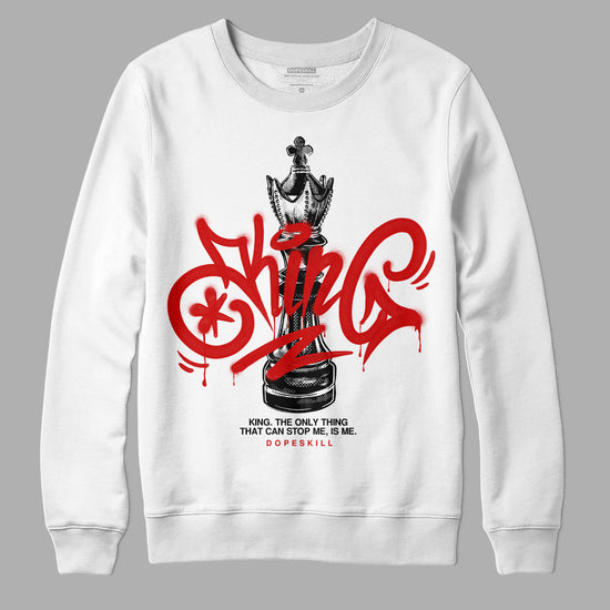 Jordan 1 Retro Low "Black Toe" DopeSkill Sweatshirt King Chess Graphic Streetwear - White 