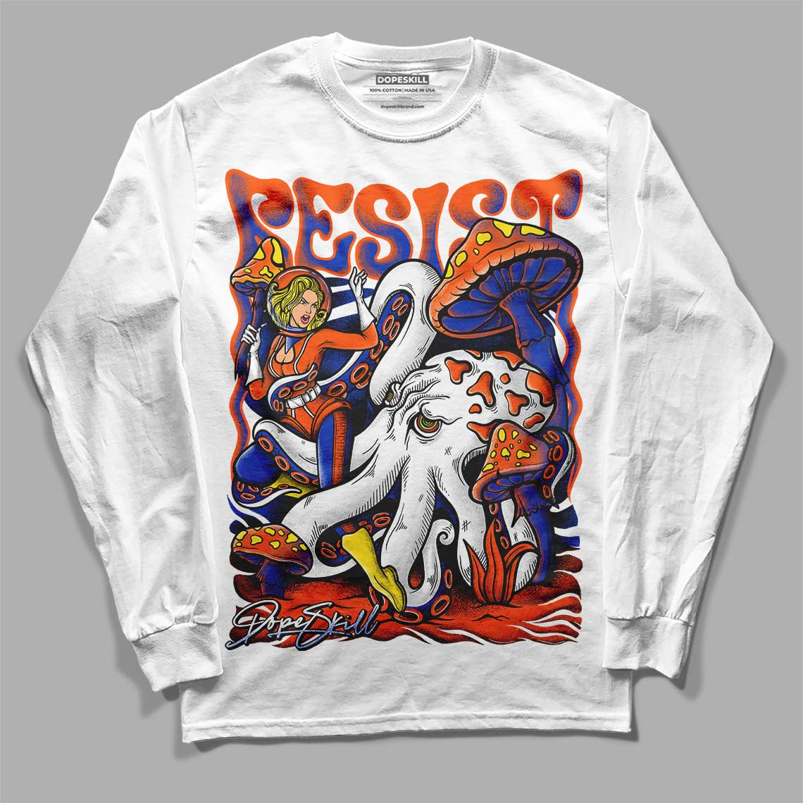 Dunk Low Futura Orange Blaze DopeSkill Long Sleeve T-Shirt Resist Graphic Streetwear - White