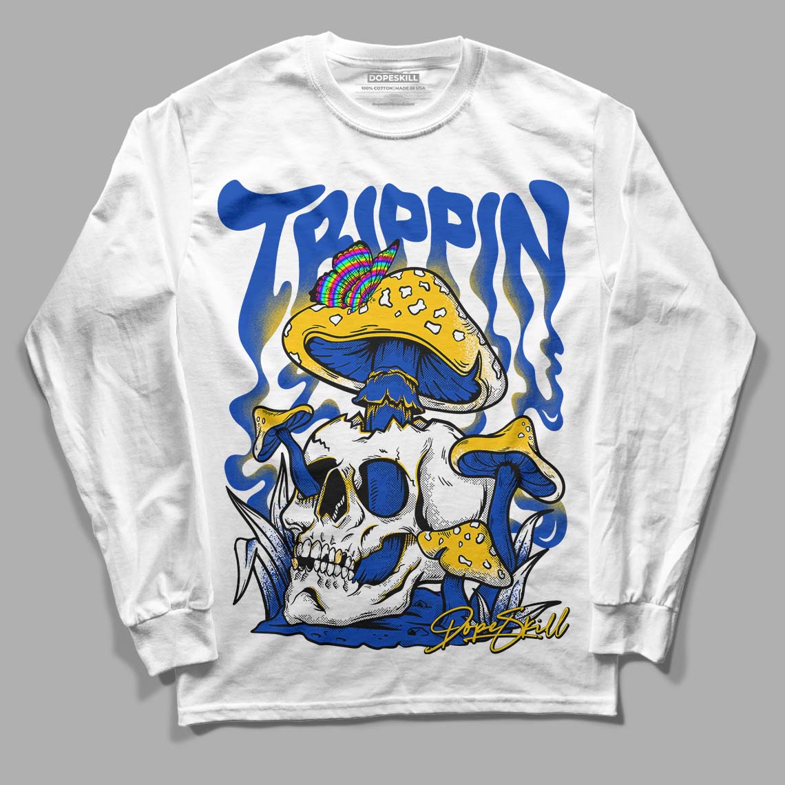 Jordan 14 “Laney” DopeSkill Long Sleeve T-Shirt Trippin Graphic Streetwear - White