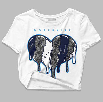 Jordan 3 "Midnight Navy" DopeSkill Women's Crop Top Slime Drip Heart Graphic Streetwear - White