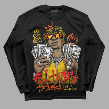 Yellow Sneakers DopeSkill Long Sleeve T-Shirt All Hustle No Luck Graphic Streetwear - Black