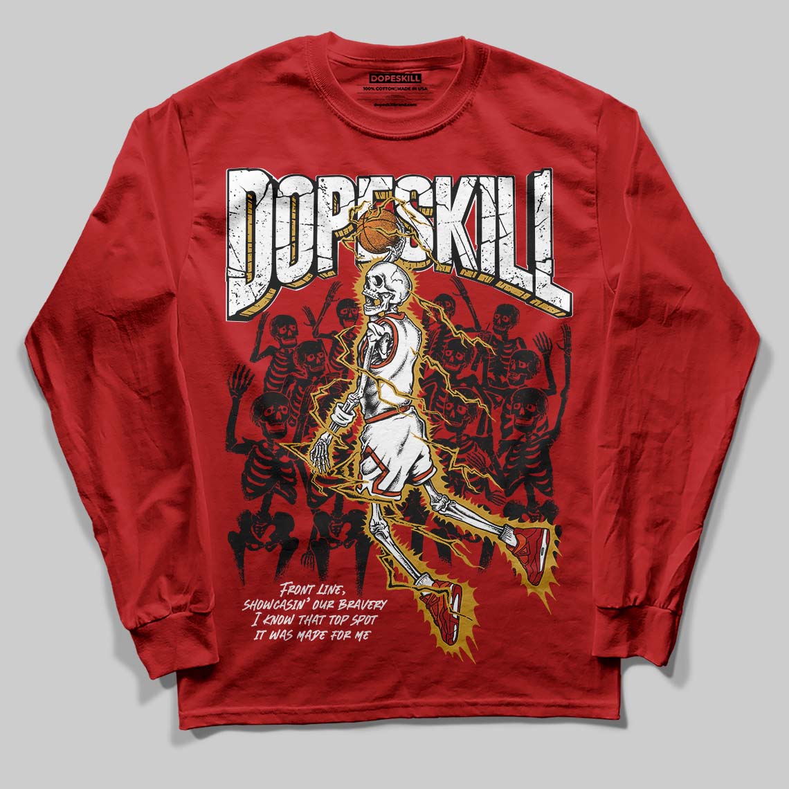 Nigel Sylvester x Air Jordan 4 ‘Brick by Brick’ DopeSkill Long Sleeve T-Shirt Thunder Dunk Graphic Streetwear - Red