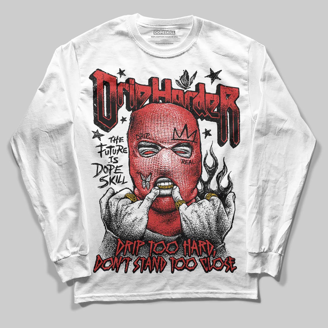 Jordan 6 “Reverse Infrared” DopeSkill Long Sleeve T-Shirt Drip Harder Graphic Streetwear - White