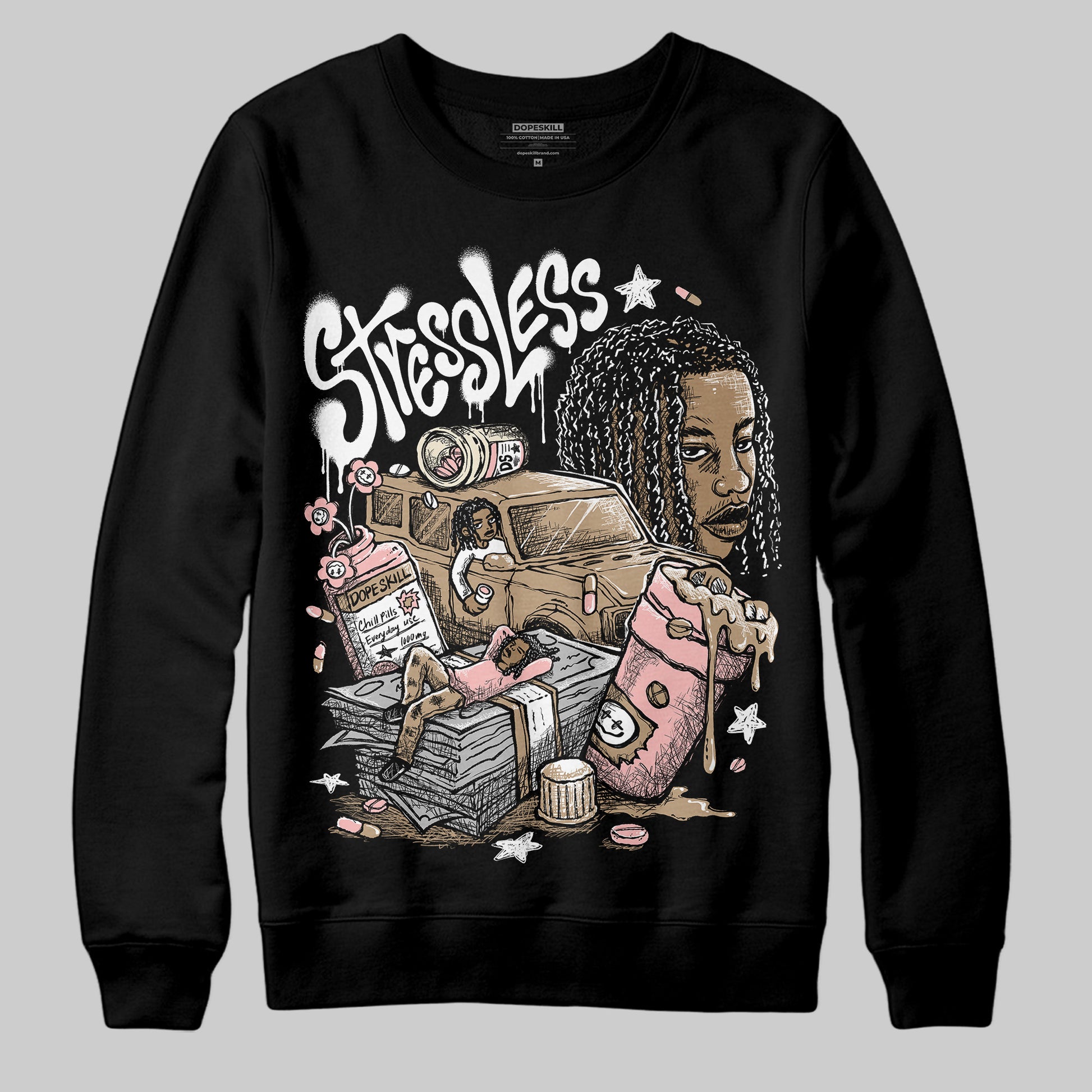 Nike Air Force 1 Low Canvas “Linen” DopeSkill Sweatshirt Stressless Graphic Streetwear - Black