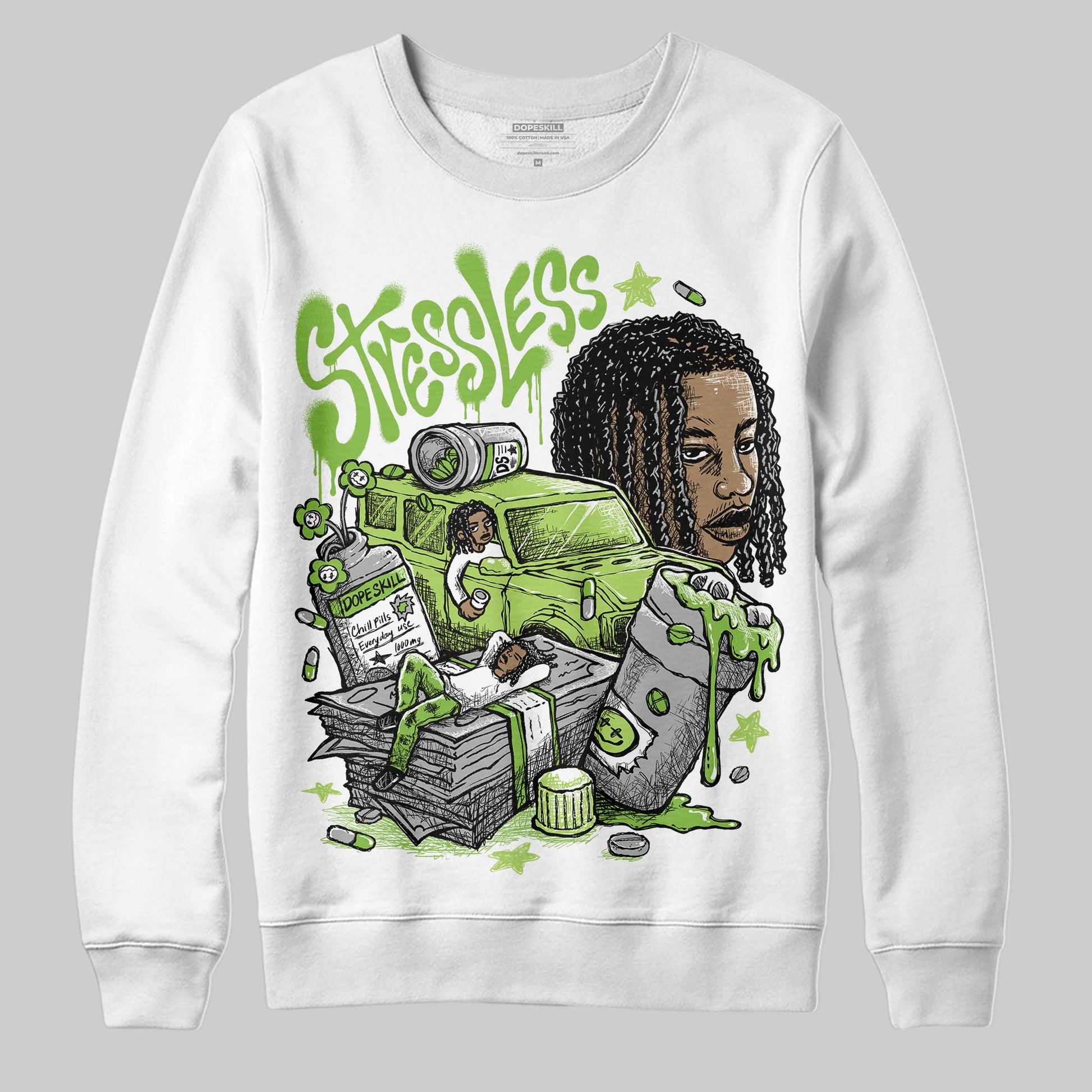 Air Max 95 Big Bubble Neon Yellow DopeSkill Sweatshirt Stressless Graphic Streetwear - White
