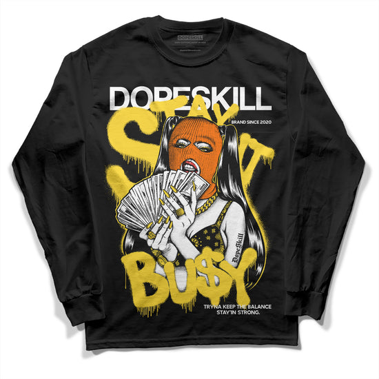 Jordan 4 Thunder DopeSkill Long Sleeve T-Shirt Stay It Busy Graphic Streetwear - Black 