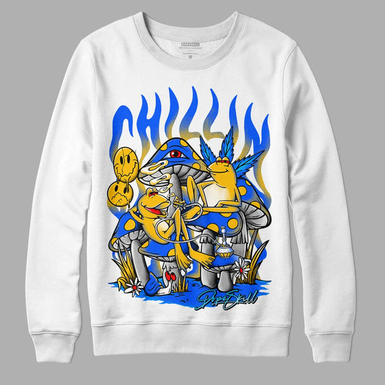 Royal Blue Sneakers DopeSkill Sweatshirt Chillin Graphic Streetwear - White