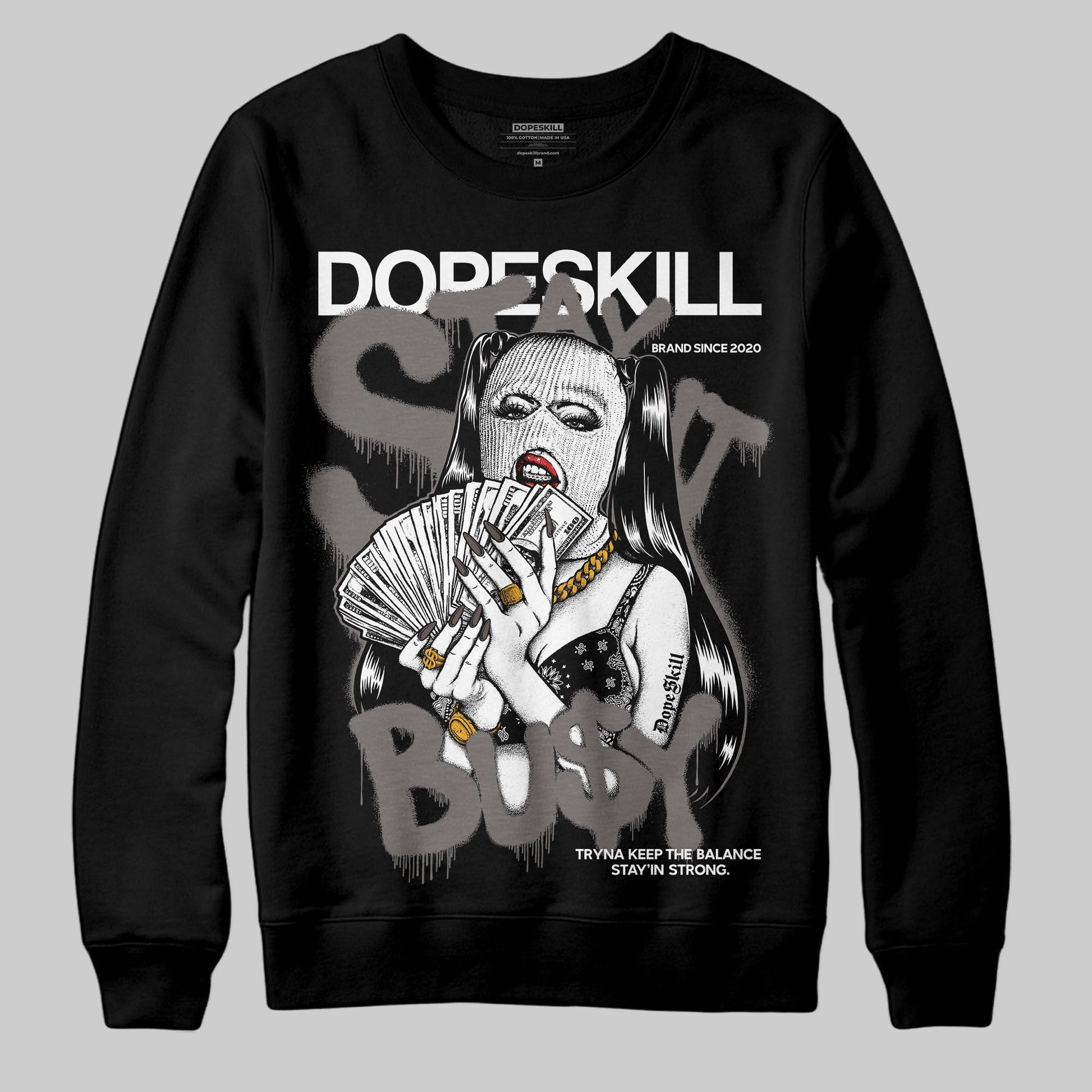 Jordan 4 Retro Cave Stone DopeSkill Sweatshirt Stay It Busy Graphic Streetwear - Black
