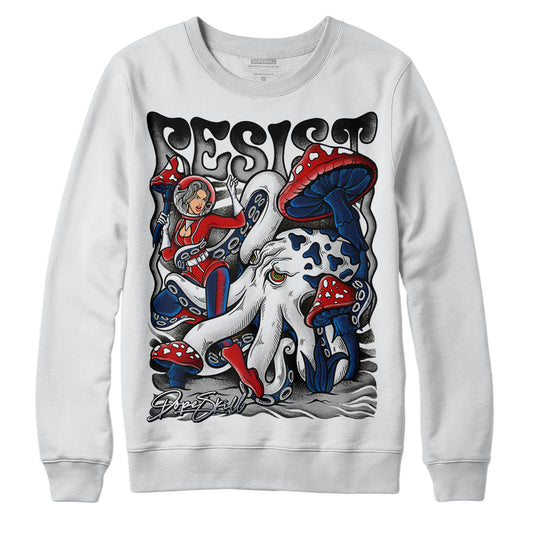 Jordan 4 Midnight Navy DopeSkill Sweatshirt Resist Graphic Streetwear - White