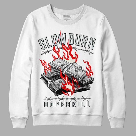 Jordan 1 Retro Low OG Black Cement DopeSkill Sweatshirt Slow Burn Graphic Streetwear - White