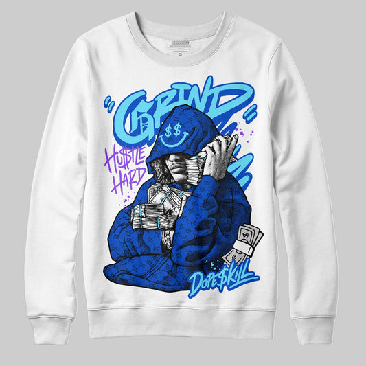 Royal Blue Sneakers DopeSkill Sweatshirt Grind Pray Graphic Streetwear - White