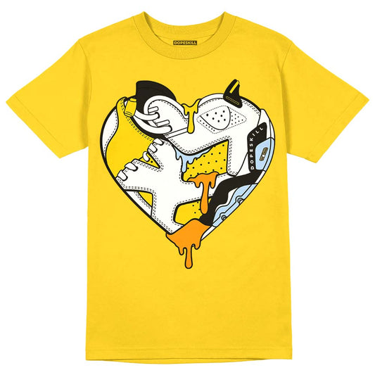 Jordan 6 “Yellow Ochre” DopeSkill Yellow T-shirt Heart Jordan 6 Graphic Streetwear 
