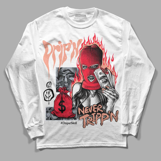 DJ Khaled x Jordan 5 Retro ‘Crimson Bliss’ DopeSkill Long Sleeve T-Shirt Drip'n Never Tripp'n Graphic Streetwear - White