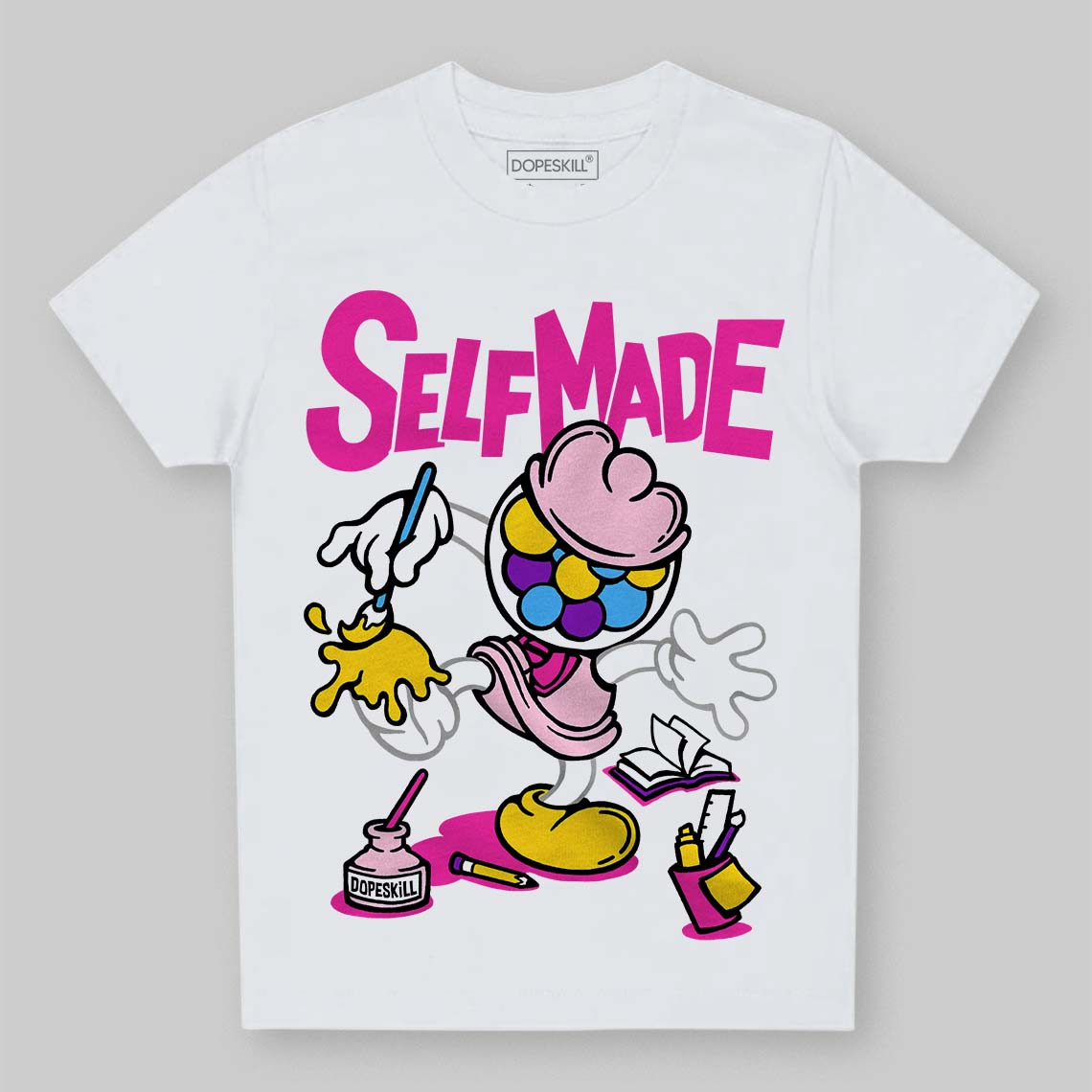 Pink Sneakers DopeSkill Toddler Kids T-shirt Self Made Graphic Streetwear - White