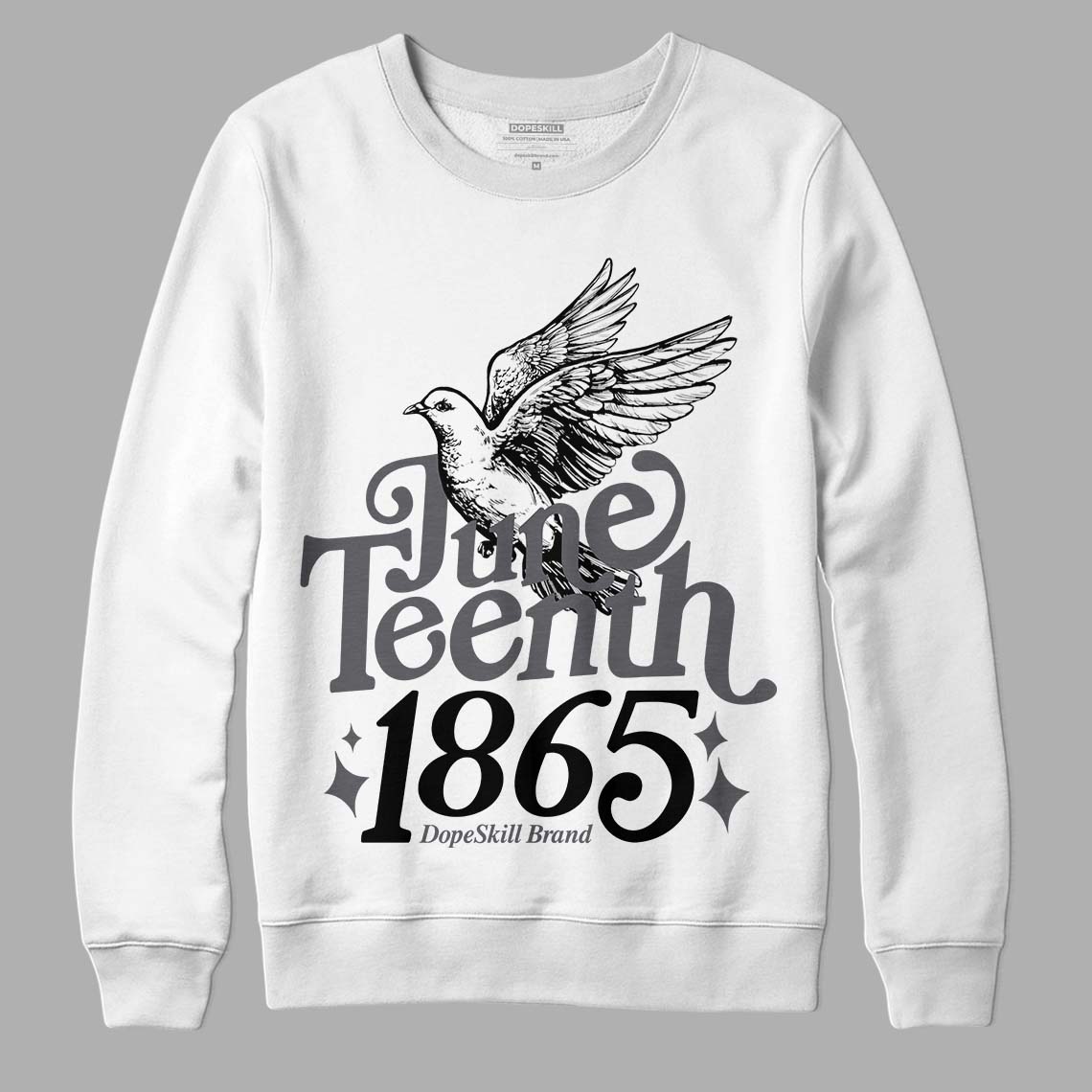 Jordan 1 Retro Low OG Black Cement DopeSkill Sweatshirt Juneteenth 1865 Graphic Streetwear - White