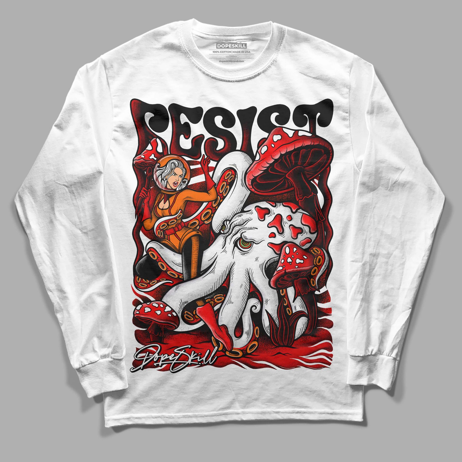 Jordan 1 Retro High OG "Satin Bred" DopeSkill Long Sleeve T-Shirt Resist Graphic Streetwear - White