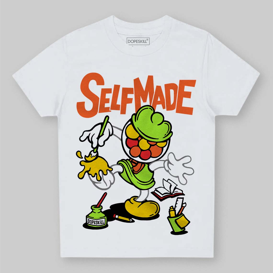 Neon Green Sneakers DopeSkill Toddler Kids T-shirt Self Made Graphic Streetwear - White