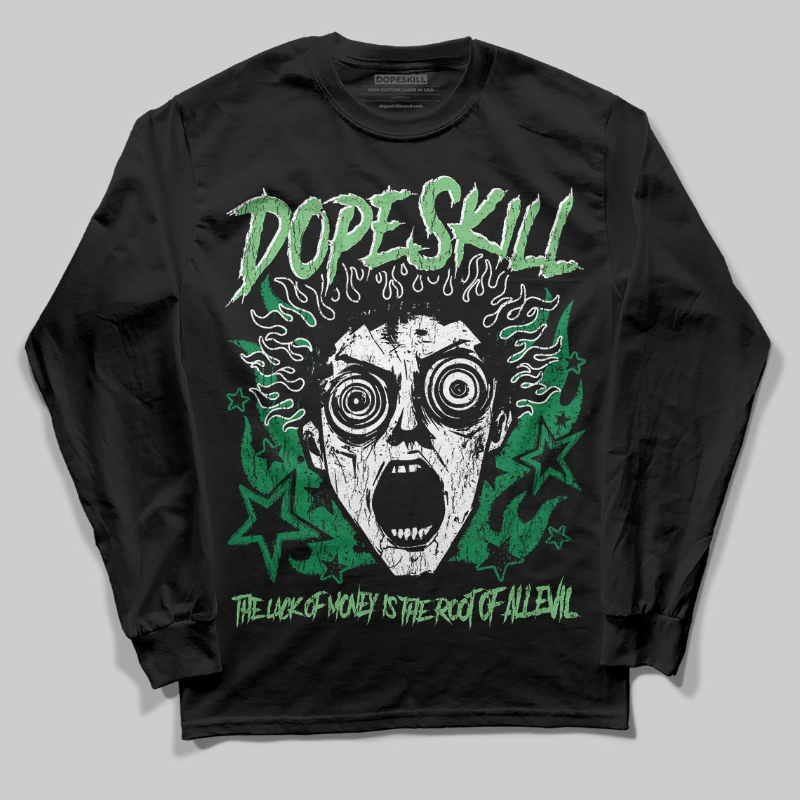 Green Sneakers DopeSkill Long Sleeve T-Shirt Root of Evil Graphic Streetwear - Black