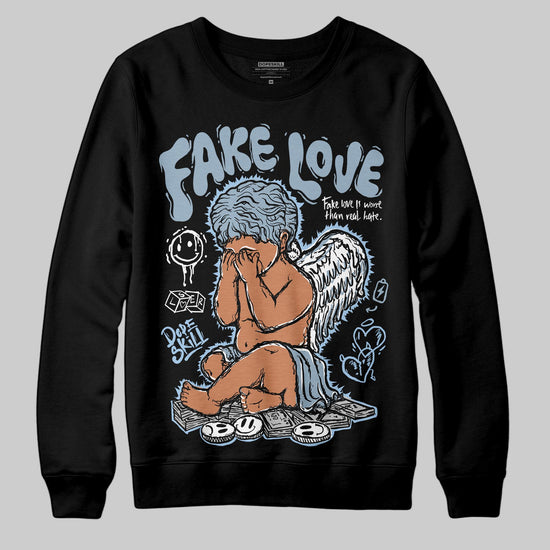 Jordan 40 “Blue Suede” DopeSkill Sweatshirt False Love Graphic Streetwear - Black