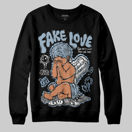 Jordan 40 “Blue Suede” DopeSkill Sweatshirt False Love Graphic Streetwear - Black