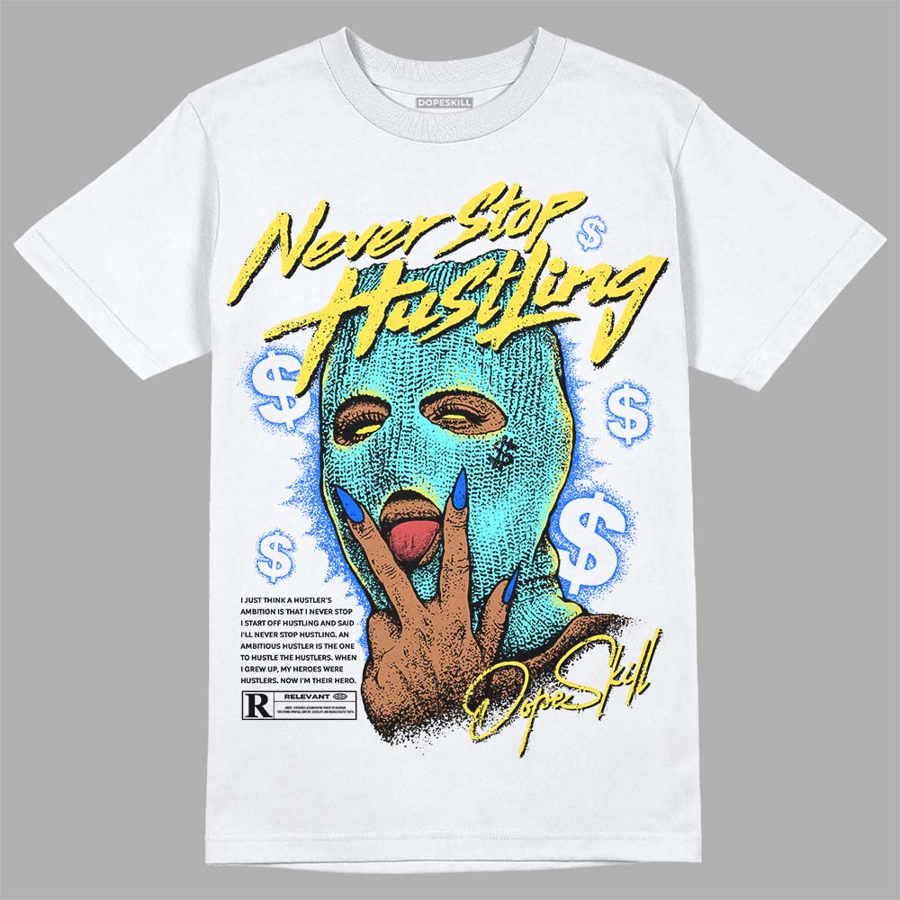 Jordan 5 Aqua DopeSkill T-Shirt Never Stop Hustling Graphic Streetwear - White 