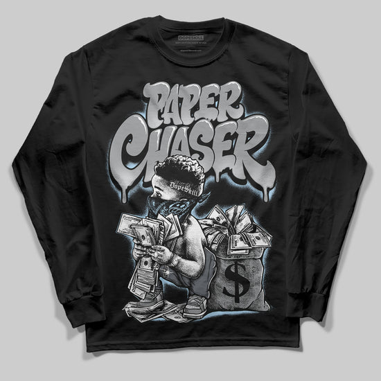 Jordan 5 Retro Wolf Grey (2026) DopeSkill Long Sleeve T-Shirt Paper Chaser Boy Graphic Streetwear - Black