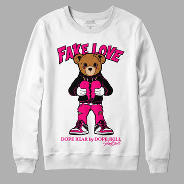 Jordan 1 Low GS “Fierce Pink” Dopeskill Sweatshirt Fake Love Graphic Streetwear - White