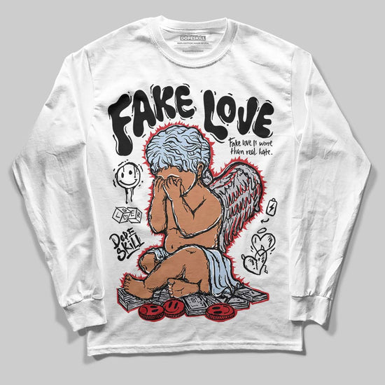 Jordan 5 Retro OG Black Metallic Reimagined DopeSkill Long Sleeve T-Shirt False Love Graphic Streetwear - White