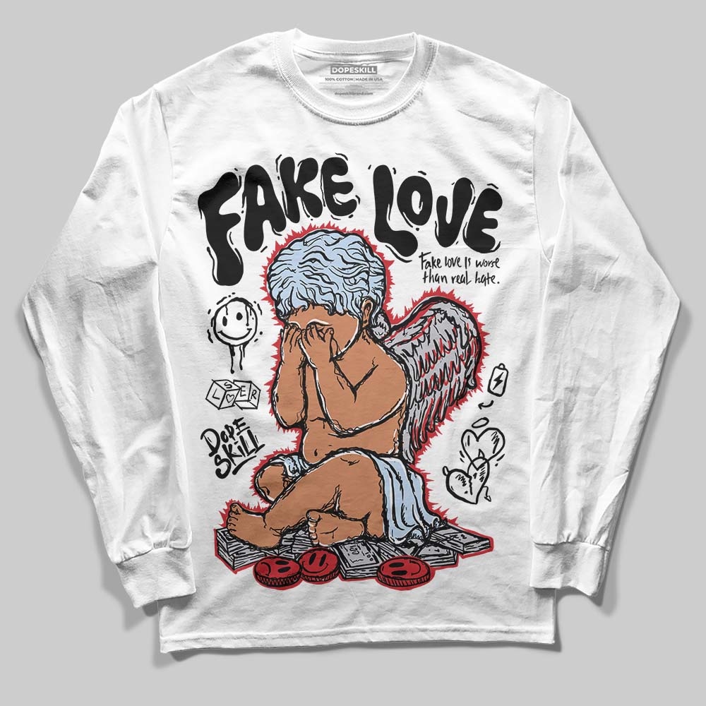 Jordan 5 Retro OG Black Metallic Reimagined DopeSkill Long Sleeve T-Shirt False Love Graphic Streetwear - White