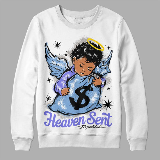 University Blue Sneakers DopeSkill Sweatshirt Heaven Sent Graphic Streetwear - White 