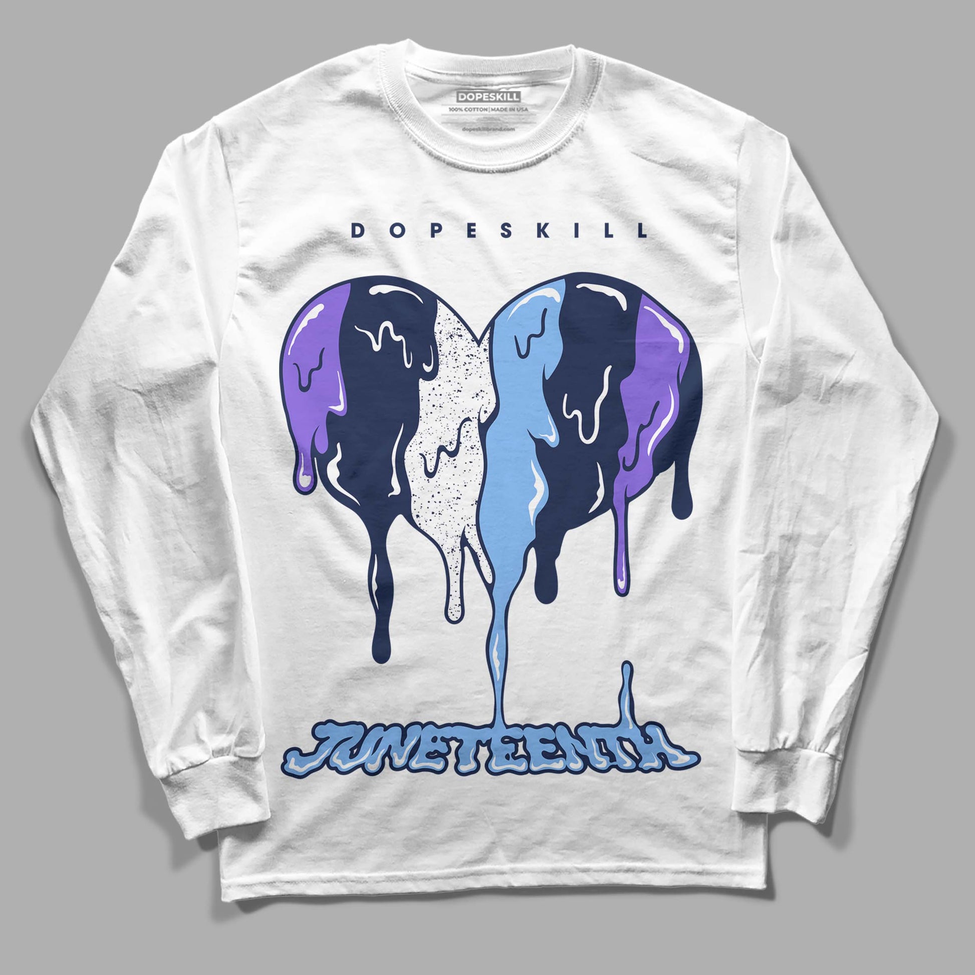 Jordan 5 SE “Georgetown” DopeSkill Long Sleeve T-Shirt Juneteenth Heart Graphic Streetwear