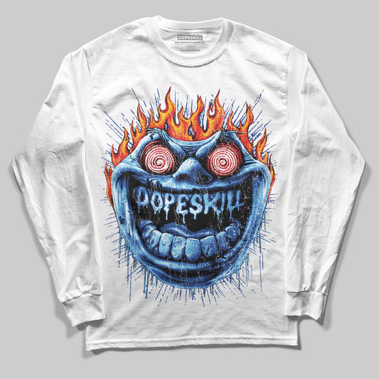 Royal Blue Sneakers DopeSkill Long Sleeve T-Shirt Hellfire Graphic Streetwear - White 